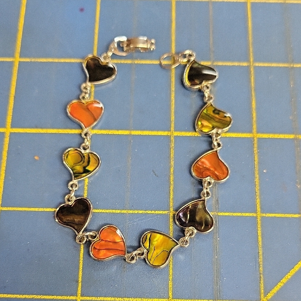 Heart Enamal Charm 7.5" Bracelet